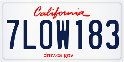 CA license plate 7LOW183