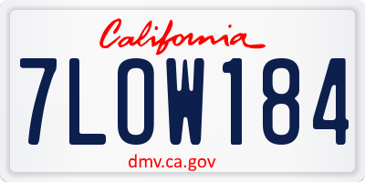 CA license plate 7LOW184