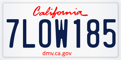 CA license plate 7LOW185