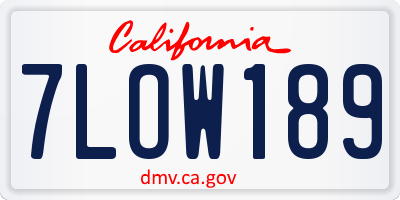 CA license plate 7LOW189