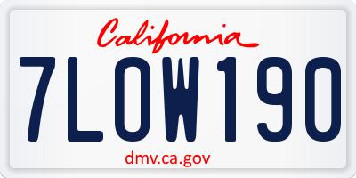 CA license plate 7LOW190