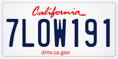 CA license plate 7LOW191