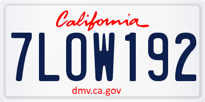 CA license plate 7LOW192