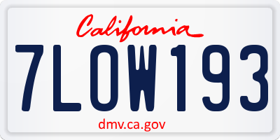 CA license plate 7LOW193