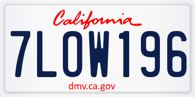 CA license plate 7LOW196