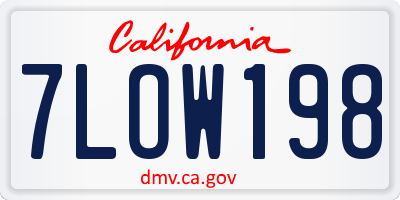 CA license plate 7LOW198