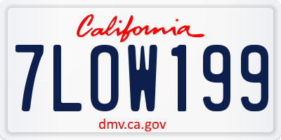 CA license plate 7LOW199
