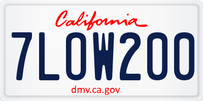 CA license plate 7LOW200