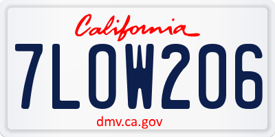CA license plate 7LOW206
