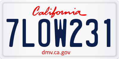 CA license plate 7LOW231