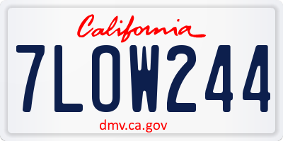 CA license plate 7LOW244