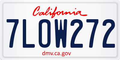 CA license plate 7LOW272