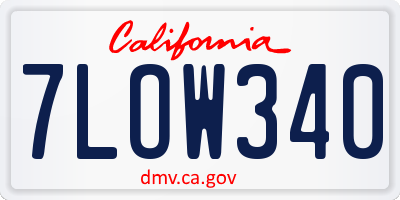 CA license plate 7LOW340