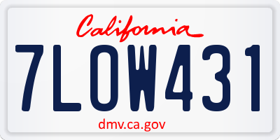CA license plate 7LOW431