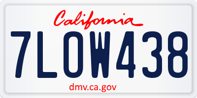 CA license plate 7LOW438