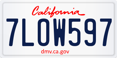 CA license plate 7LOW597