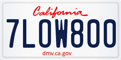 CA license plate 7LOW800