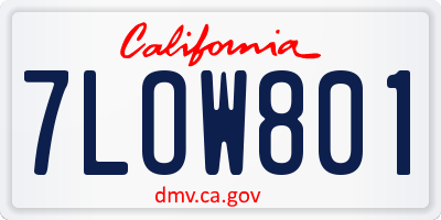 CA license plate 7LOW801