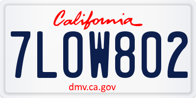 CA license plate 7LOW802