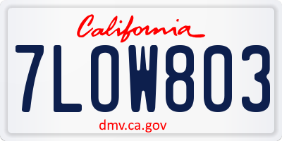 CA license plate 7LOW803
