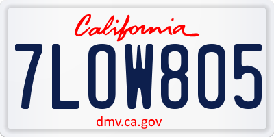 CA license plate 7LOW805
