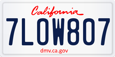 CA license plate 7LOW807