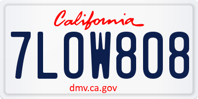 CA license plate 7LOW808