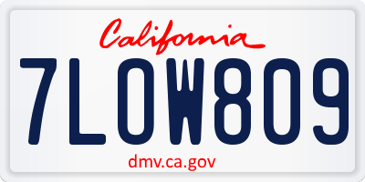 CA license plate 7LOW809
