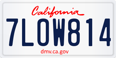 CA license plate 7LOW814