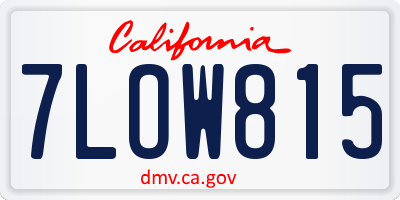 CA license plate 7LOW815