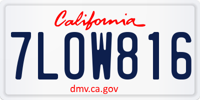 CA license plate 7LOW816