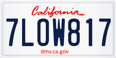 CA license plate 7LOW817