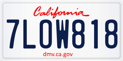 CA license plate 7LOW818
