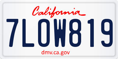 CA license plate 7LOW819