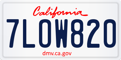 CA license plate 7LOW820