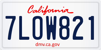 CA license plate 7LOW821