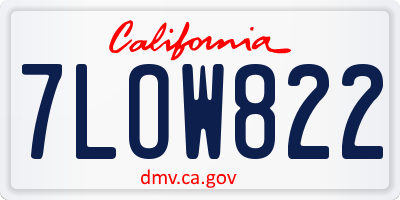CA license plate 7LOW822