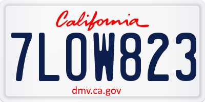 CA license plate 7LOW823