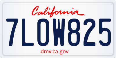 CA license plate 7LOW825