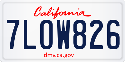 CA license plate 7LOW826