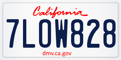 CA license plate 7LOW828