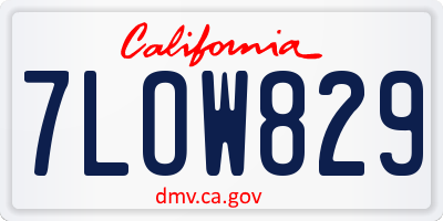 CA license plate 7LOW829