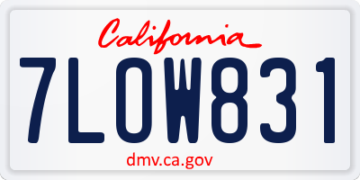 CA license plate 7LOW831