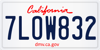 CA license plate 7LOW832