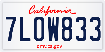 CA license plate 7LOW833