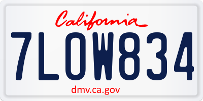 CA license plate 7LOW834