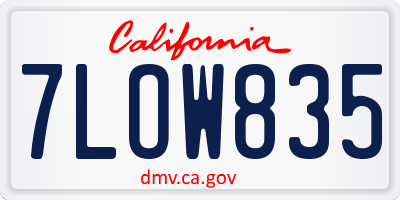 CA license plate 7LOW835