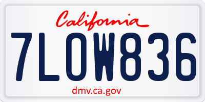 CA license plate 7LOW836