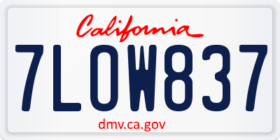 CA license plate 7LOW837