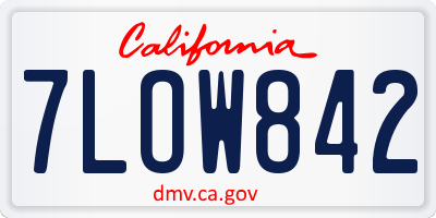 CA license plate 7LOW842
